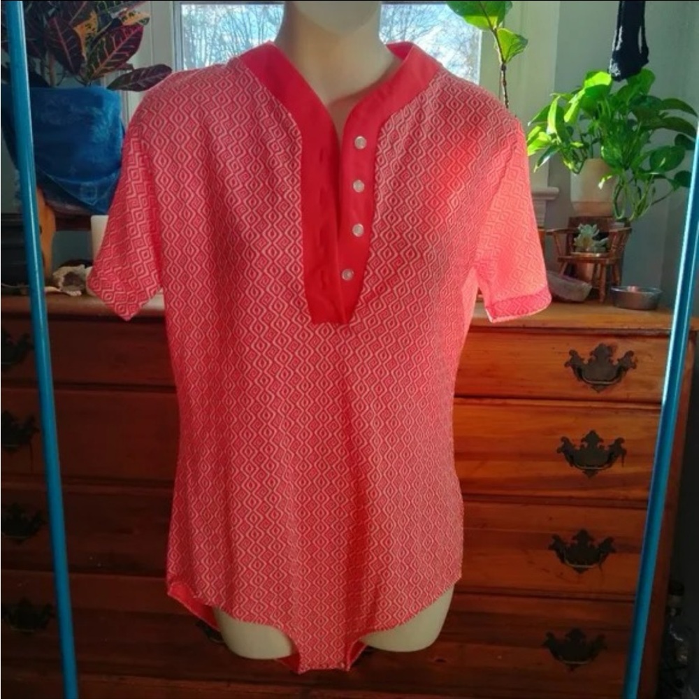 Vintage 60s Joyce Lane Coral Patterned Bodysuit Large